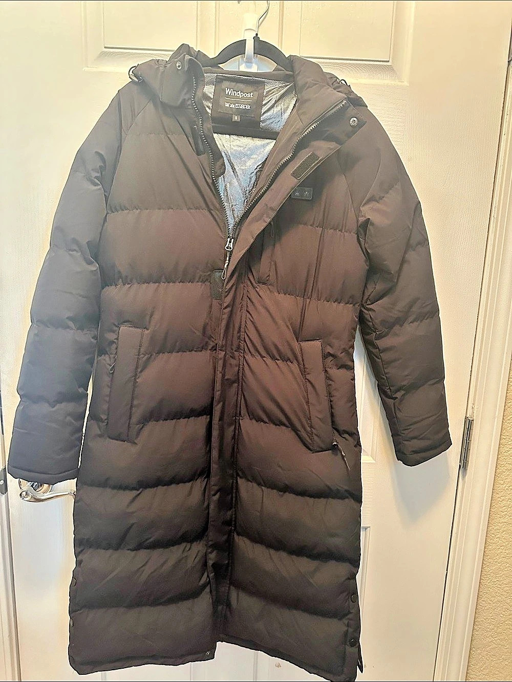 Windpost Heated Jacket Zones Long Winter Coat Black Small